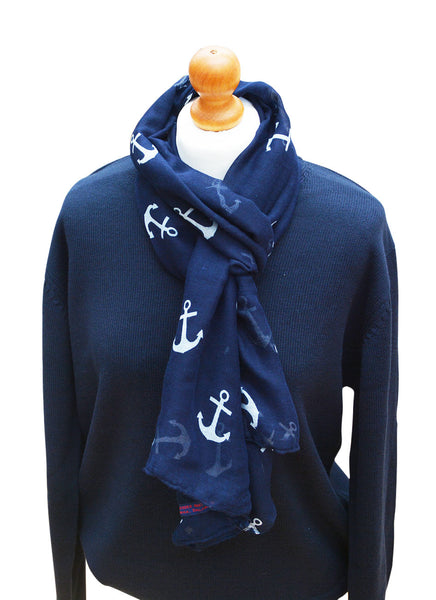 Southern Marine's Navy Lightweight Summer Scarf - Large Anchor