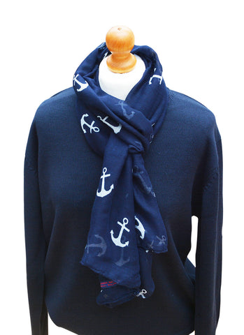 Southern Marine's Navy Lightweight Summer Scarf - Large Anchor