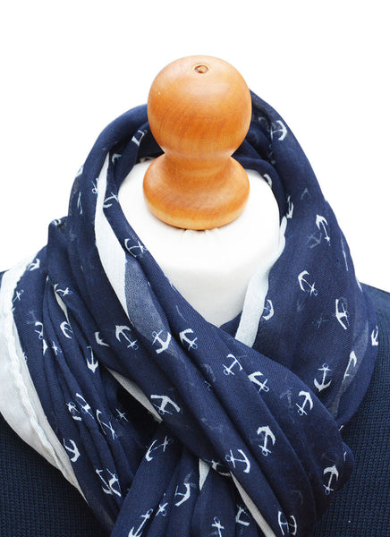 Southern Marine's Navy Lightweight Summer Scarf - Small Anchor    ON SALE