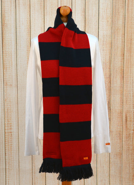 The Old Prep School Scarf (Navy and Red Stripe) - The Beacon