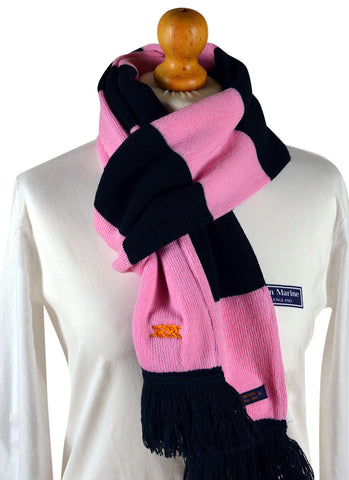 The Old Prep School Scarf (Navy and Pink Stripe) - The Preppy