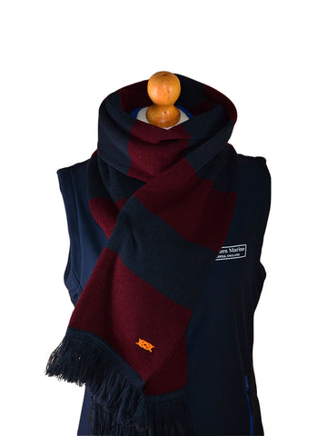 The Old Prep School Scarf (Burgundy and Navy Stripe) - The Quaker